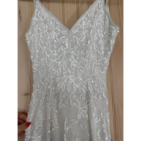 NWT Lulus Everlasting Passion White Sequin Beaded Backless Maxi Dress Bride XXS - Picture 9 of 12